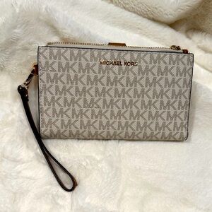 Michael Kors Gold Tone Monogram Wristlet